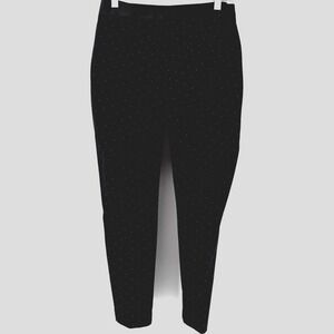 H&M Women's Size 4 Black Printed Cotton‎ Stretch Blend Straight Leg Pants Pullon